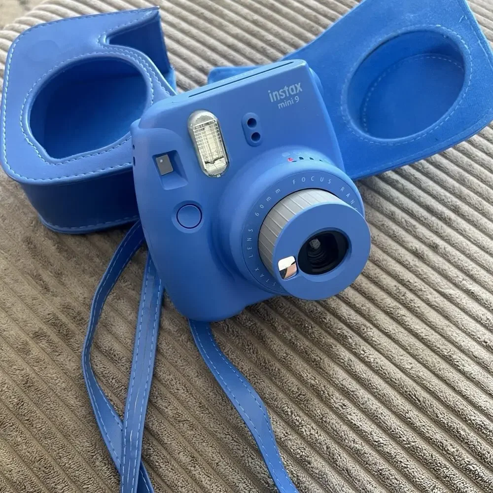 Fujifilm Instax Mini 9 Blue Instant Camera w/ Matching Case & Strap
